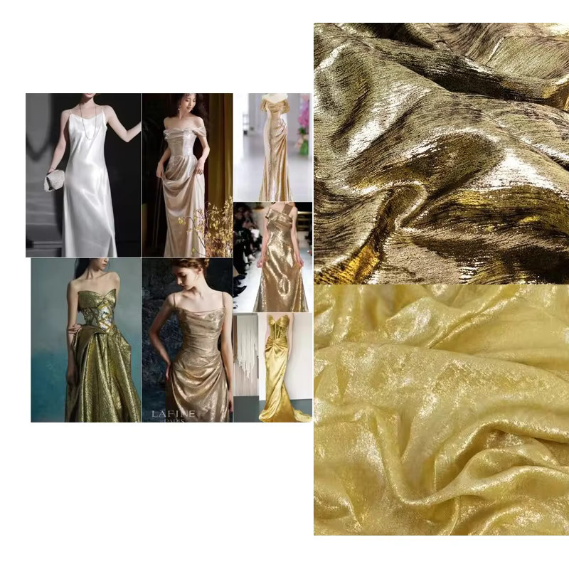 Goldener Samtstoff mit Diamant-Glanz und Stretch-Effekt für DIY-Projekte, Breite: 150 cm - Bild 2