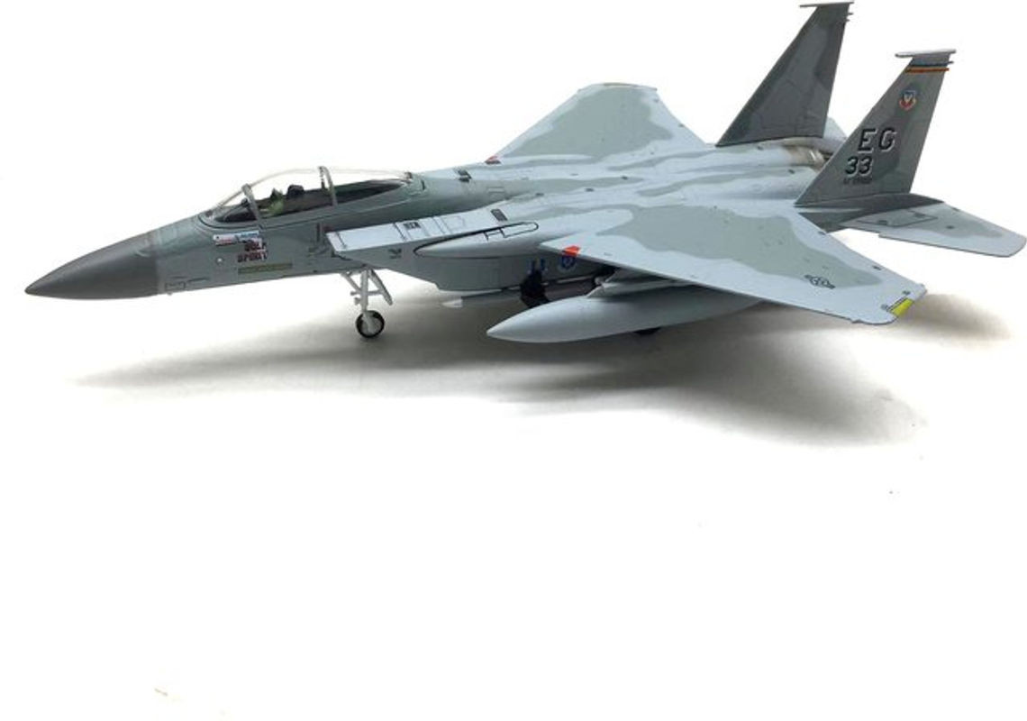 Modellflugzeug F-15C American Eagle Supersonic Fighter aus Metall, Grau, Maßstab 1:100 - Bild 1