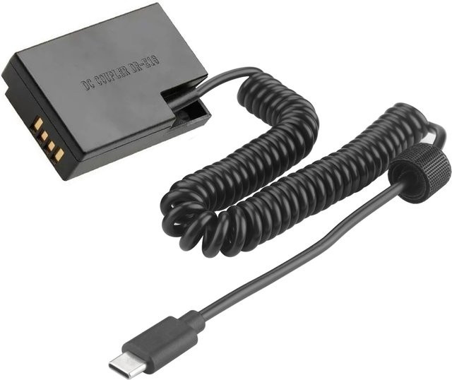 ACK-E18 Dummy-Akku mit USB-C Kabelkoppler für Canon EOS Rebel SL2 SL3 T6i T6S T7i T8i 200D 200D II 250D 750D 760D in Schwarz - Bild 1