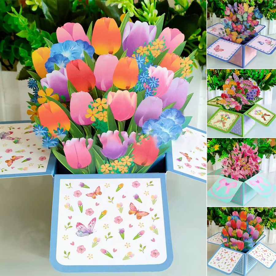 3D Pop-up Grußkarte Kolibri und Blumen zum Muttertag in Multicolour aus Papier - Bild 2