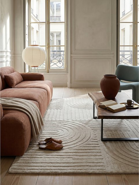 Wollteppich Kadima Design von LEVEN in Elfenbein mit geometrischem Muster und High-Low-Effekt, B/T: 200 x 290 cm - Bild 1