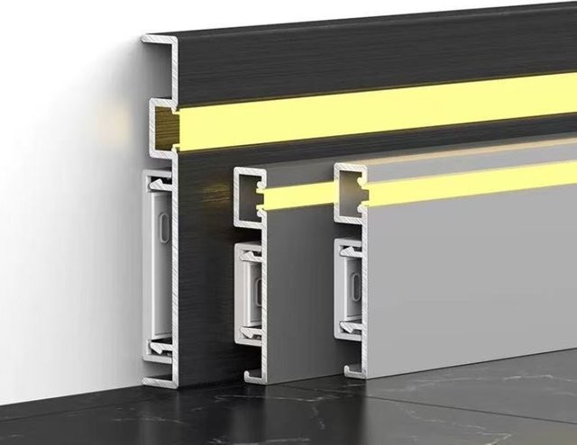 KSDLIGH Aluminium LED Profil für Sockelleisten mit PC Abdeckung und Hintergrundbeleuchtung, Farbe: Silber, H x B: 50 mm x 78 mm - Bild 1
