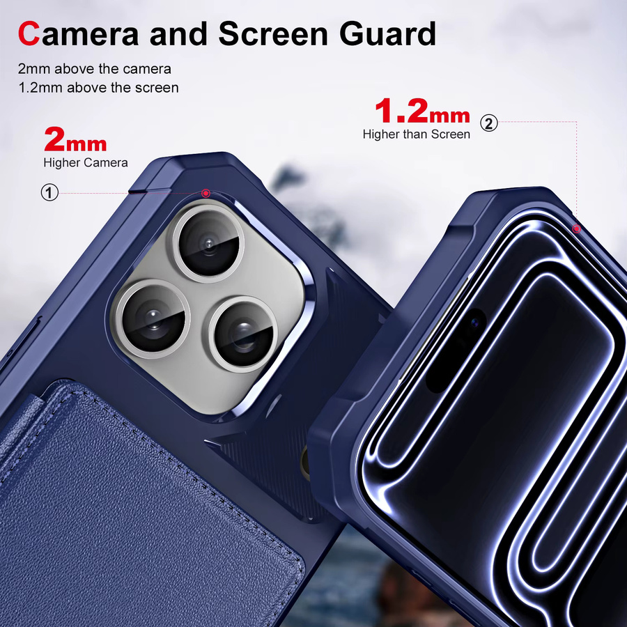 Leder Handyhülle mit Kartensteckplatz und Ständer für iPhone 17 16 15 14 13 12 Pro Max Plus und 16E von szHAIyu in Blau und Lila - Bild 4