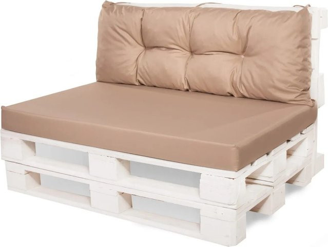 Setgarden Mix Palettenkissen Set in Beige mit Sitzkissen und Rückenkissen, B/T/H: 120 x 80 x 10 cm und 120 x 40 cm - Bild 1