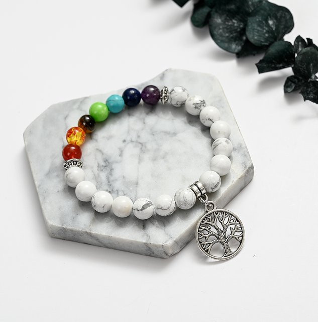 Armband 7-Chakra-Lebensbaum, Naturstein, Perle, Bunt, Unisex - Bild 1