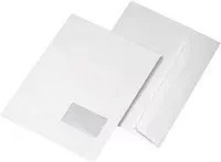 MAILmedia Faltentasche DIN C4 mit Fenster, weiß, selbstklebend, 250 Stück/Packung, B: 32,4 cm x H: 22,9 cm x T: 2,2 cm - Bild 1