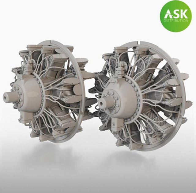 HK Model B-25 Mitchell Engines Wright R-2600, Art Scale Kit, 1:48, 2-teiliges Set - Bild 1