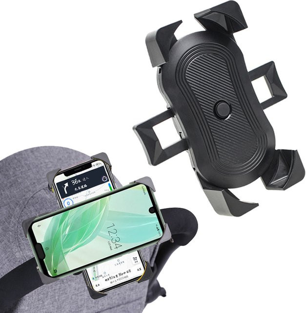 Universeller 360-Grad drehbarer Handy Halter für Kinderwagen und Fahrräder in Schwarz - Bild 1