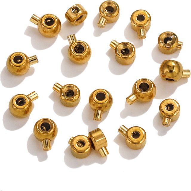 Aiovlo Spacer Perlen Stecker, Edelstahl, vergoldet, Unisex - Bild 1