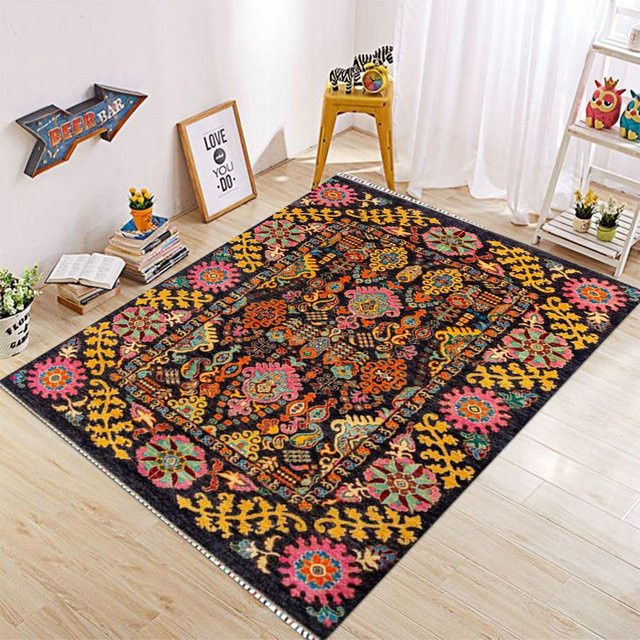 Miniso Amerikanischer Retro Persischer Teppich in Multicolour, Rutschfeste und Waschbare Bodenmatte für Wohnzimmer und Schlafzimmer, B/T: 80 x 50 cm - Bild 1
