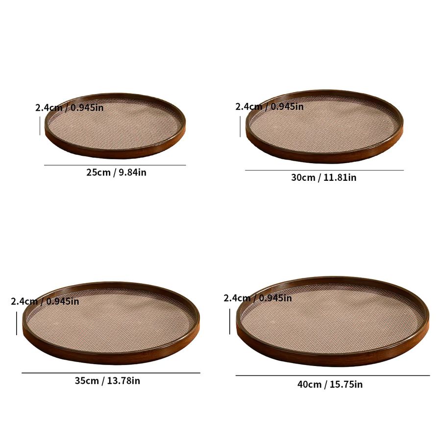 Set aus rundem Bambustablett und rechteckigem Lebensmitteltablett mit erhöhtem Kantendesign und rutschfester Basis - Bild 1