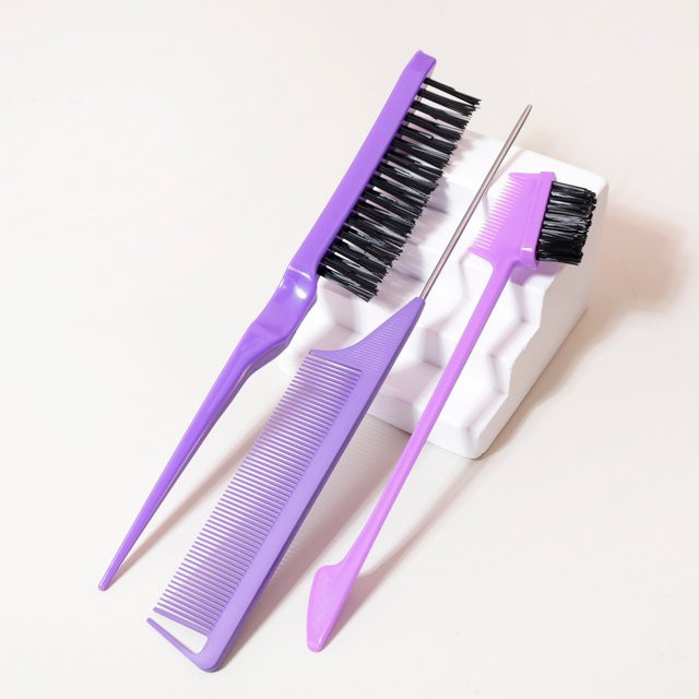 Styling-Werkzeug-Set, 3 Teile, Teasing-Haarbürste, Maus-Schwanzkamm, Kantenbürste, für Echthaarperücken - Bild 1
