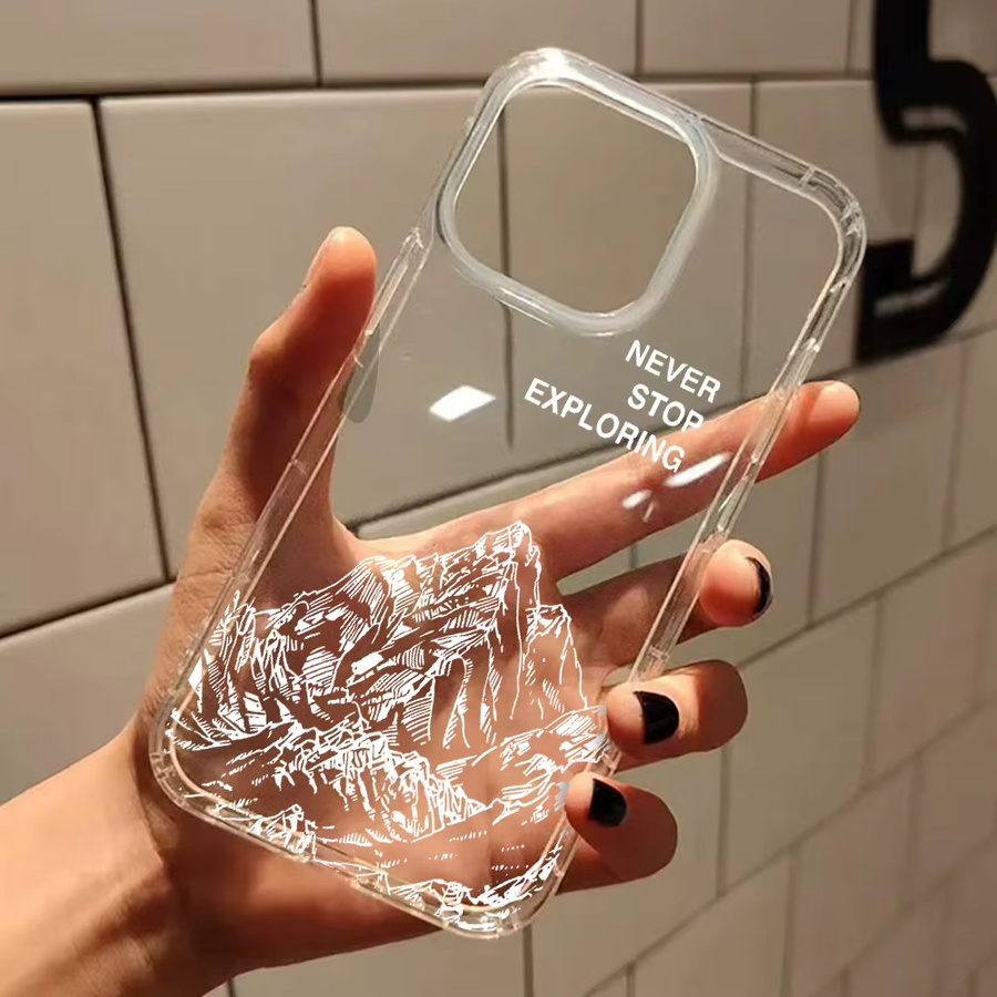 Transparente Silikon Handyhülle mit Bergketten-Muster für Apple iPhone 17 16 15 14 13 12 11 Pro Max Air Plus XS X XR - Bild 3
