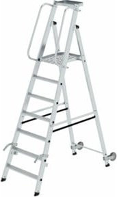 MUNK Günzburger Steigtechnik Aluminium Stufen-Stehleiter fahrbar in Silber mit 7 Stufen und einer maximalen Arbeitshöhe von 3,65 m - Bild 2
