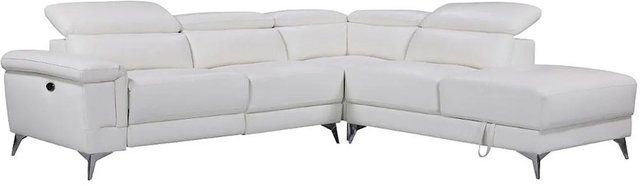 Vente-unique Relaxsofa Pascaline in Elfenbeinfarben mit L-Form und elektrischer Sitzfunktion, Breite: 277 cm - Bild 1