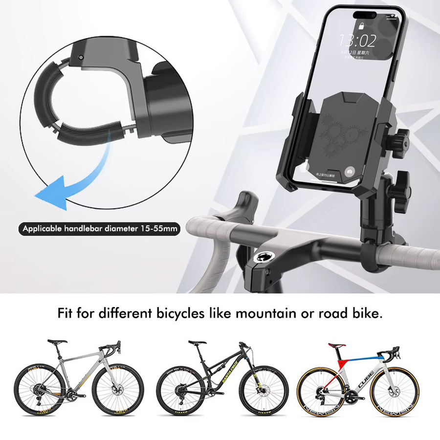 Fahrrad-Telefonhalterung in Schwarz mit 360-Grad-Halterung für Fahrrad, Motorrad, E-Bike, Fitnessgeräte und Kinderwagen - Bild 4