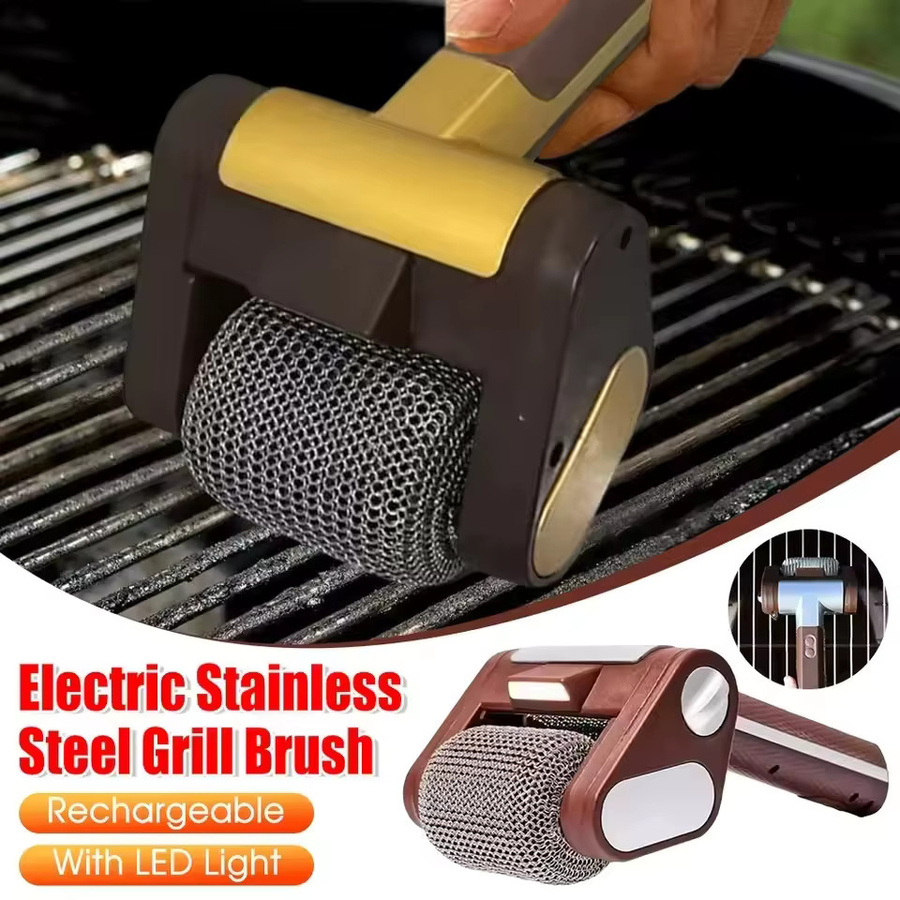 Elektrische Rollen-Grillbürste von WRDEW mit austauschbarem Bürstenkopf aus Edelstahl, wiederaufladbar, 350 U/min - Bild 2