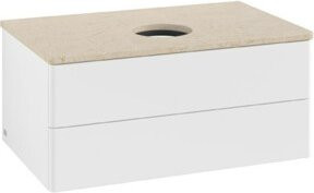 V&B Waschtischunterschrank Antao ohne Frontstruktur in Weiß lackiert, B/T/H: 80 x 36 x 50 cm - Bild 1