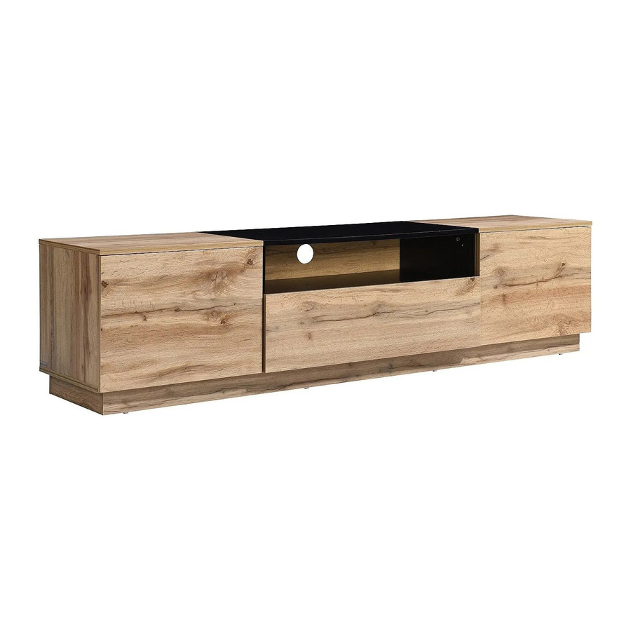 Vente-unique TV-Board Cemilina in Schwarz und Naturfarben Hell mit 180 cm Breite - Bild 2