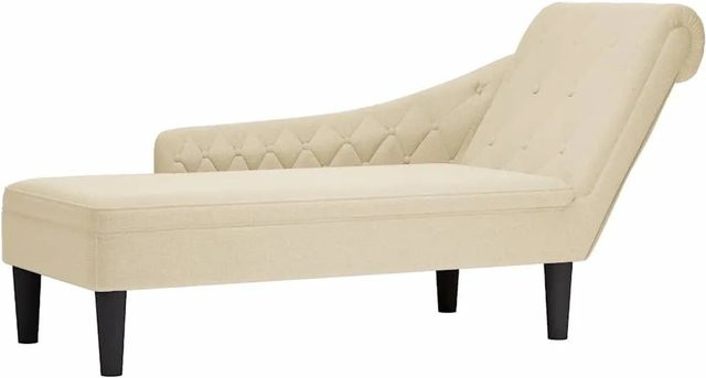 vidaXL Chaiselongue mit Kissen und rechter Armlehne in Creme, Stoffbezug, B/T/H: 145 x 56 x 70 x 110 cm - Bild 1