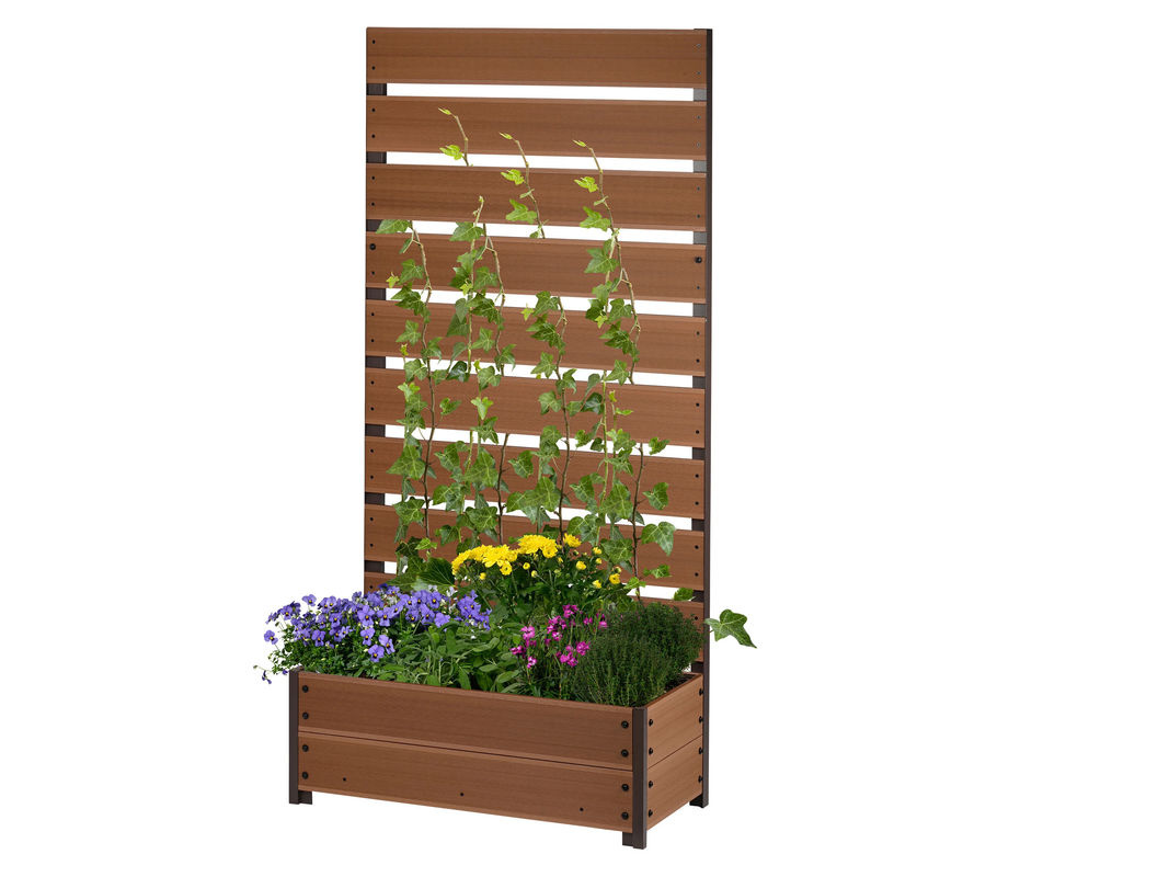 Dobar Pflanzkasten mit Rankgitter aus WPC in Teak, B/T/H: 72 x 33 x 150 cm - Bild 3