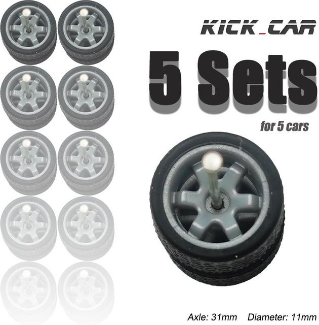 Hot Wheels Räder mit schwarzen Gummireifen, 5-teiliges Set, gray - Bild 1