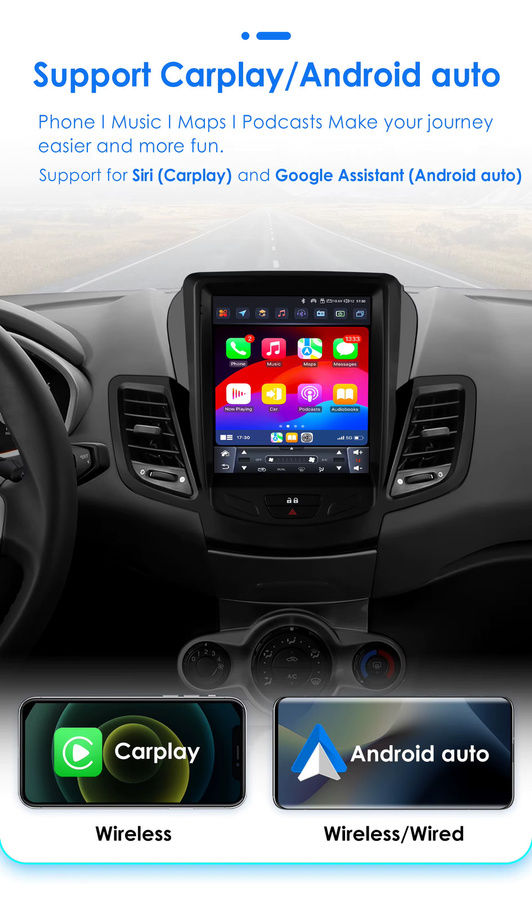 OSSURET Android Autoradio für Ford Fiesta MK7 2009-2016 mit 9,7 Zoll Display, GPS, 4G, Carplay und 360CAM in Schwarz - Bild 4