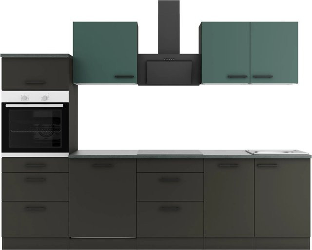 OPTIFIT Küchenzeile Verona405/Madrid420 in Steingrün und Anthrazit, Breite: 270 cm - Bild 1