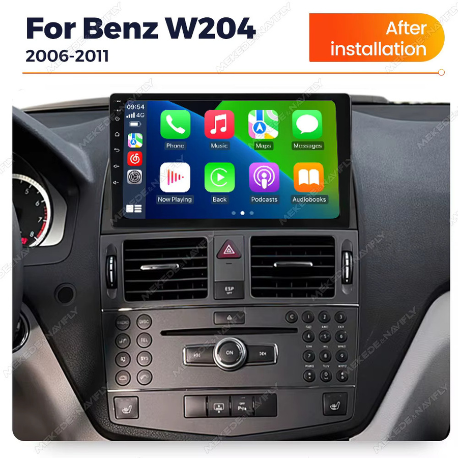 TomoStrong Android 14 Autoradio mit 2GB RAM und 32GB Speicher für Mercedes-Benz C-Klasse W204 C204 S204 C300, Drahtloses CarPlay, GPS Navigation und Multimedia Video Player, Schwarz - Bild 2