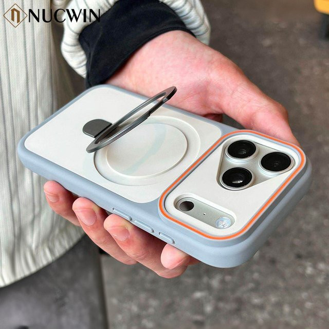 NUCWIN Magnetischer Metallringhalter für MagSafe Hüllen, Stoßfeste Abdeckung für iPhone 17 Pro Max 16 15 14 13 12, Farbe: Schwarz - Bild 1
