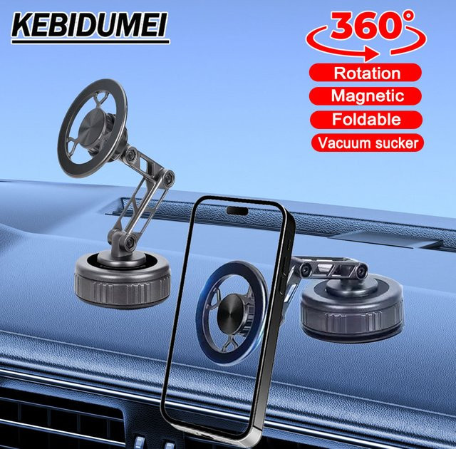 Kebidumei Magnetischer Telefonhalter in Silber mit Vakuumsauger und 360-Grad-Drehung für das Auto-Armaturenbrett - Bild 1