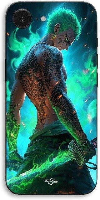 Maniacase iPhone 17e Hülle mit One Piece Zoro 3D Manga Anime Fanart in Schwarz und Multicolour - Bild 1