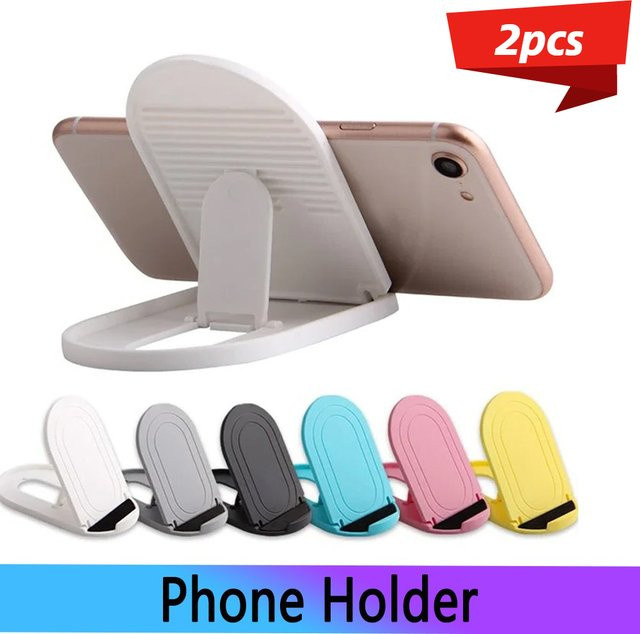 2er-Set faltbarer Desktop-Handyhalter aus Kunststoff in Grau für iPhone und Huawei - Bild 1