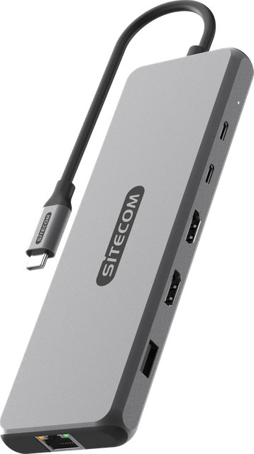 Sitecom 10-in-1 USB 4 Power Delivery Multiport Adapter mit 100 W, HDMI, Ethernet und USB-C in Grau - Bild 1