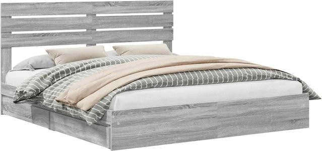 vidaXL Stauraumbett mit Schubladen in Grau Sonoma, B/T/H: 200 x 200 x 100 cm - Bild 1