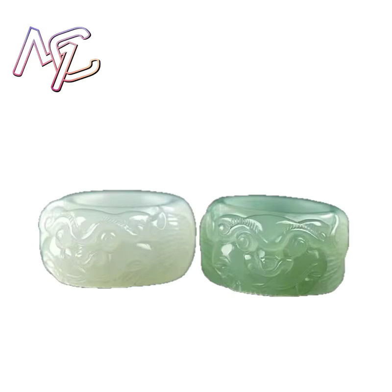 Ring Jade Pixiu, Weiß, Unisex, 20–21 mm - Bild 2
