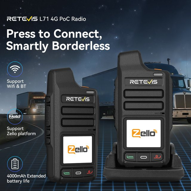 Retevis L71 4G POC Walkie Talkie mit Bluetooth, GPS und WiFi in Schwarz - Bild 1