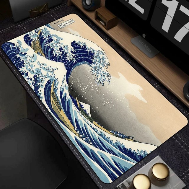 VIKAMA Ukiyo-e Kanagawa Big Wave Mauspad, rutschfeste Gaming Schreibtischunterlage in Multicolour - Bild 1