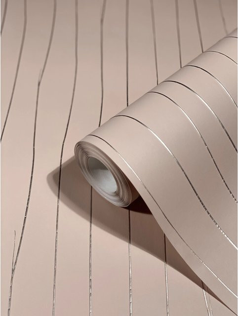Marburg Vliestapete Crushed-Optik Streifen Modern in Beige-Rosa, Breite: 0,7 m, Länge: 10,05 m - Bild 1