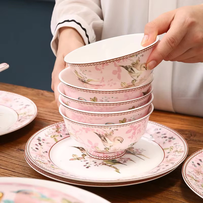 DUTRIEUX Bone China Geschirrset für Erwachsene mit floralem Design in Pink - Bild 3