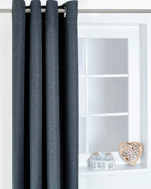 Heine Home Verdunkelungsvorhang Anthrazit aus 100% Polyester mit geräuschdämpfender Funktion und Ösen - Bild 1