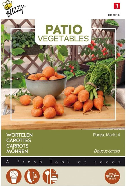 Buzzy Patio Veggies Möhren Pariser Markt Samen für Balkon und Gemüsegärten 1 g - Bild 1