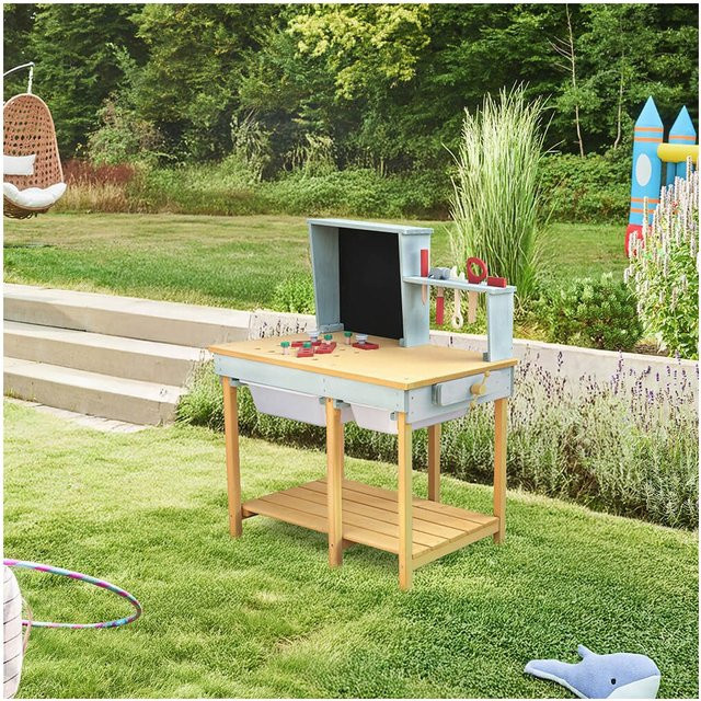 HOME DELUXE Werkbank aus Holz, Blau - Bild 1