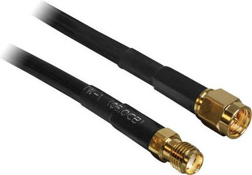 Delock WLAN-Antennen Verlängerungskabel Schwarz mit vergoldeten Steckkontakten SMA-Stecker auf SMA-Buchse, Länge: 2,00 m - Bild 1