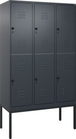 C+P Doppelstock-Spind Classic PLUS Gestell mit 3 Abteilen, Farbe Anthrazitgrau, H x B x T: 212 x 120 x 50 cm - Bild 1