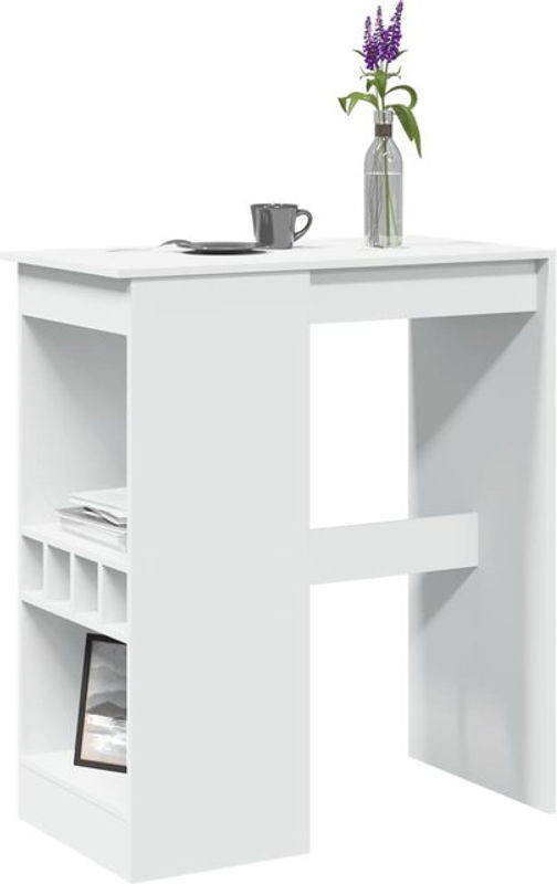 Vidaxl Bartisch mit Regal in Weiß aus Holzwerkstoff, B/T/H: 90 x 47,5 x 103,5 cm - Bild 1