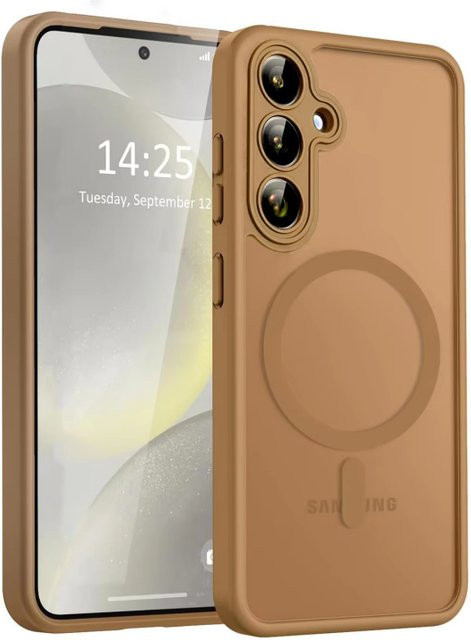 Magnetische Schutzhülle für Samsung Galaxy S26 S25 Edge S24 S23 S22 Ultra Plus, matt und stoßfest, MagSafe kompatibel, Orange und Pink - Bild 1