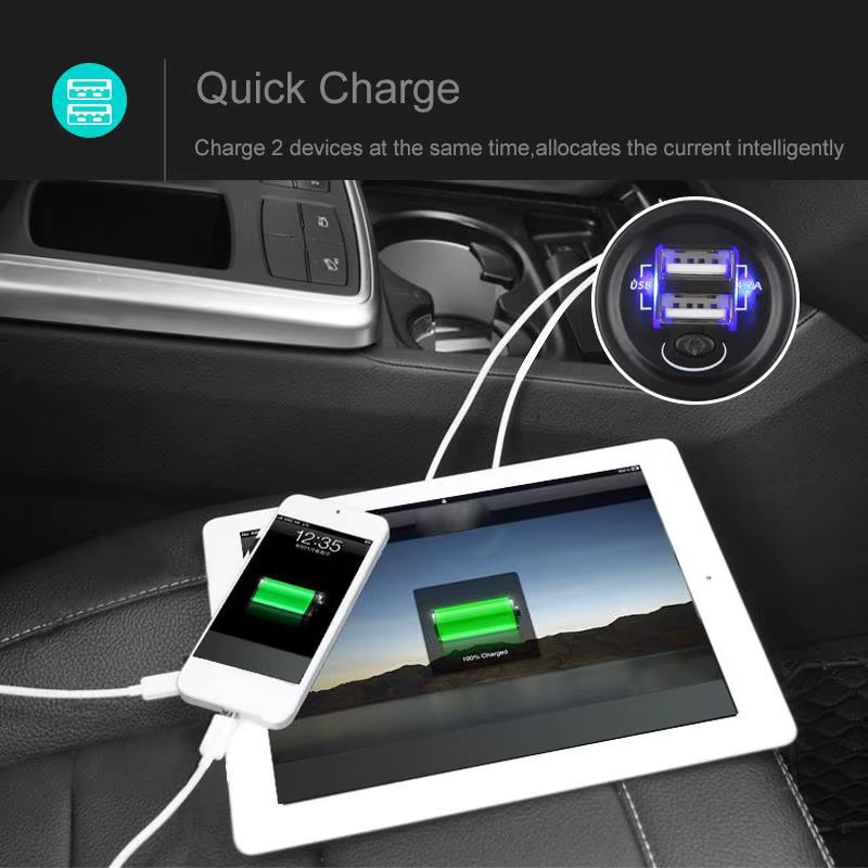 Wasserdichtes Dual USB Auto Ladegerät für 12V-24V Zigarettenanzünder in Schwarz - Bild 4