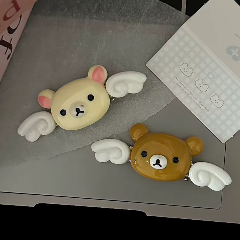 Velishy Rilakkuma Engel-Haarspange, Cartoon Flügeliger Kleiner Bär, Kinder - Bild 3