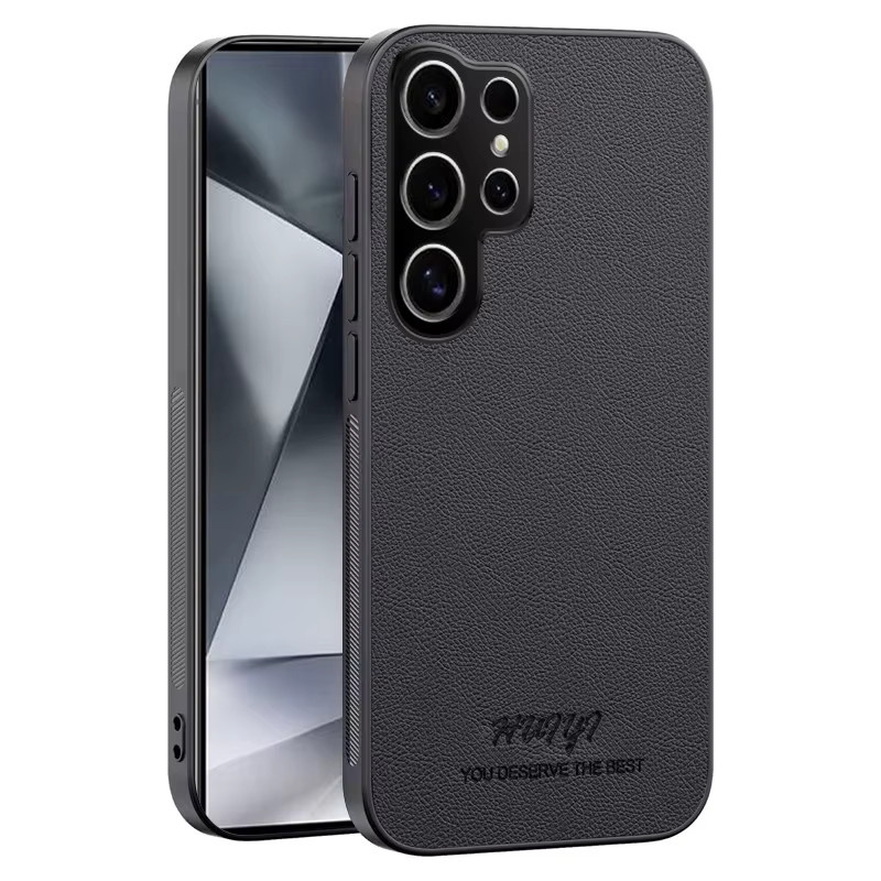 Samsung Litschi Leder Soft Case Silikonhülle für Galaxy S26 S25 S24 S23 S22 S21 Ultra Plus S25FE S24FE S23FE S21FE in Schwarz oder Braun - Bild 3